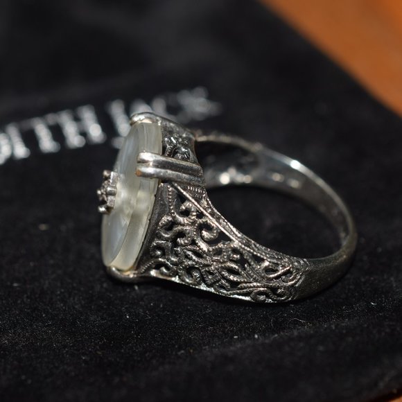 Vintage Sterling Silver Judith Jack Camphor Necklace & Earrings Set Plus Ring - Picture 12 of 16